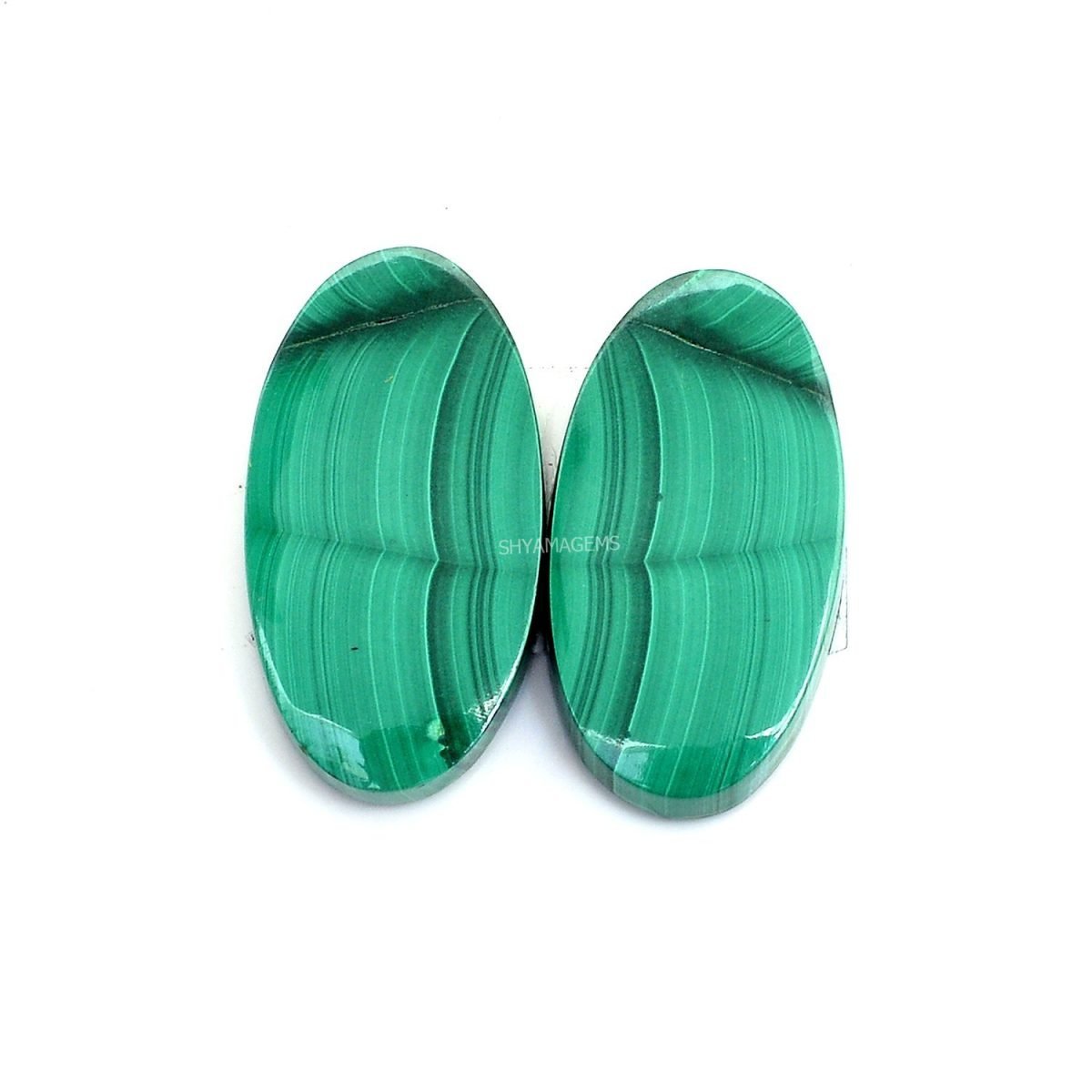04 Natural Malachite Perfect Pair Cabochons MH04