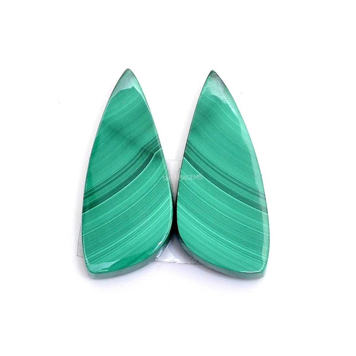 10 Natural Malachite Perfect Pair Cabochons MH10