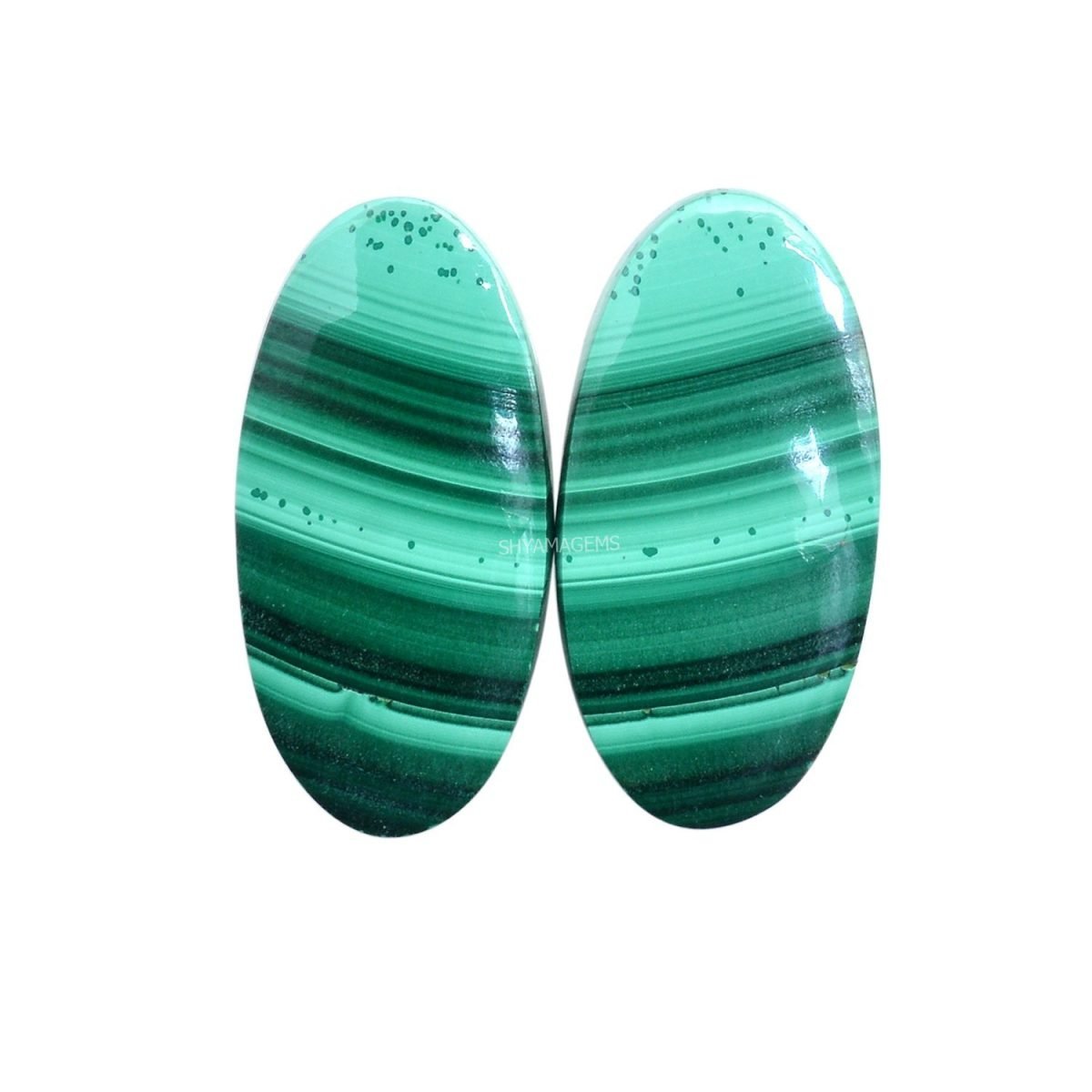 12 Natural Malachite Perfect Pair Cabochons MH12
