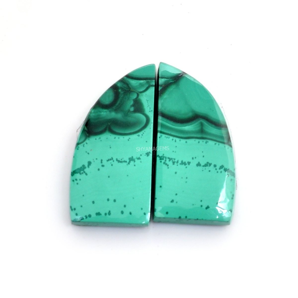 15 Natural Malachite Perfect Pair Cabochons MH15