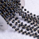 Black Spinel Mystic Rondelle Rosary Chain Gold Plated