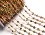 Multi Tourmaline Rosary Beaded 3mm Chain