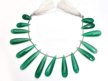 Natural Green Onyx Pear Long Faceted Gemstone