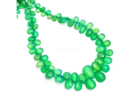 Green Ethiopian opal smooth pear shape beads