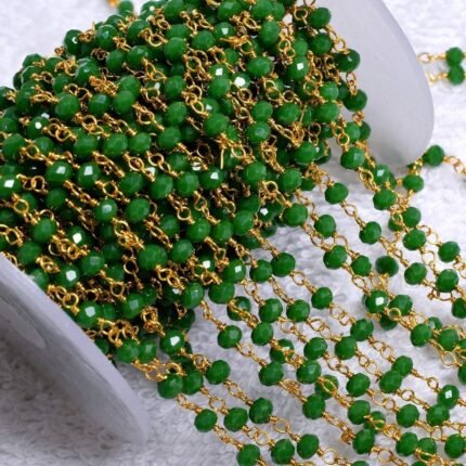 Emerald Rosary Chain GOLD Plated