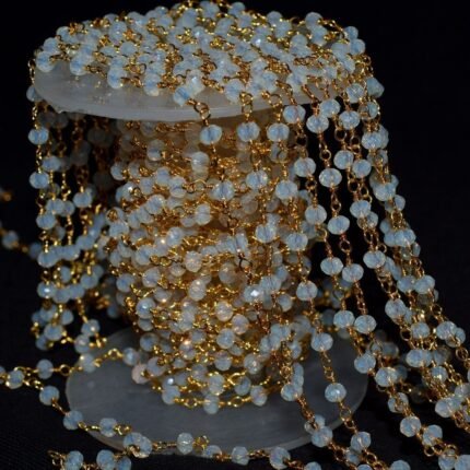 Ethiopian Opal Rosary Chain Gold Plated