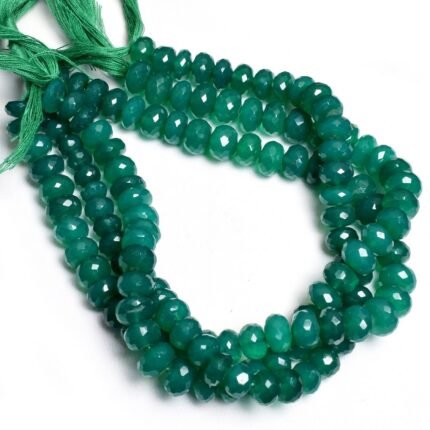 Green onyx rondelle faceted beads 7.5-9mm
