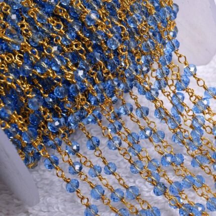 London Blue Topaz Rosary Chain GOLD Plated