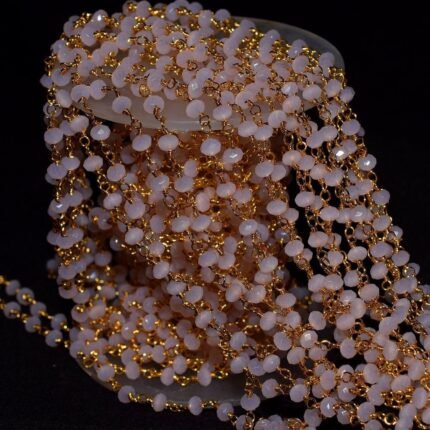 Morganite Rosary Chain GOLD Plated