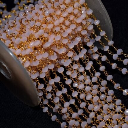 Morganite Rosary Chain GOLD Plated