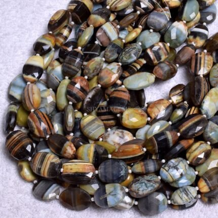 Moss Green Teal Boulder Opal Faceted Oval