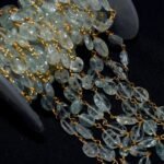 Natural Blue Aquamarine 3mm Plain Oval Rosary Chain