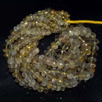 Natural Golden rutile rondelle faceted gemstone