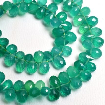 Natural Green Onyx Faceted Briolette TearDrop
