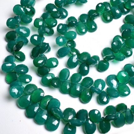 Natural Green onyx Pear Faceted
