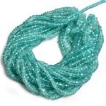 Natural Greenish Blue Apatite Faceted Rondelle Beads