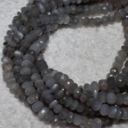 Natural Grey Moonstone Faceted Rondelle