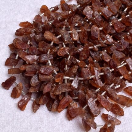 Natural Hessonite Garnet Raw Uncut Polish Gemstone Beads