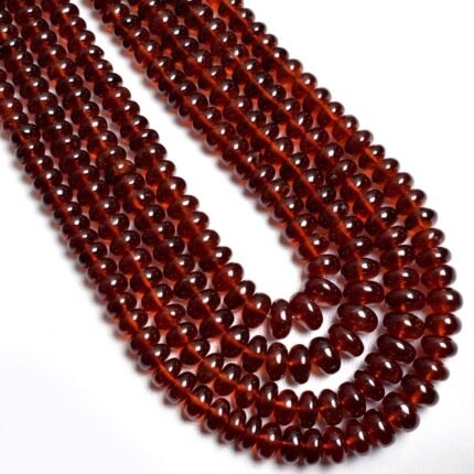 Natural Hessonite Garnet Smooth Rondelle Beads