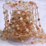 Natural Multi Moonstone 3mm Plain Round Rosary Chain