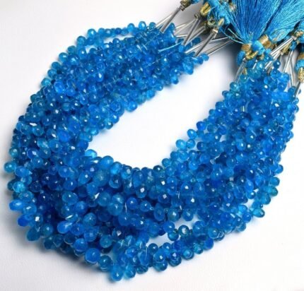 Natural Neon Blue Apatite Faceted Teardrop
