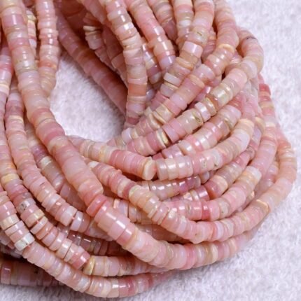 Natural Pink Opal Smooth Heishi Tyre Beads