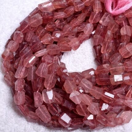 Natural Red Strawberry Quartz Faceted Tumble Nuggets