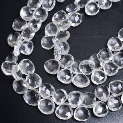 Natural Rock Crystal Quartz Heart Shape Faceted Beads