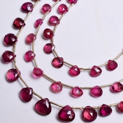 Natural Rubellite Pink Tourmaline Faceted Briolette Beads