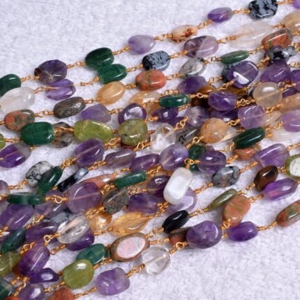 Natural Semi precious Nuggets 9mm-11mm Disco Rosary Chains