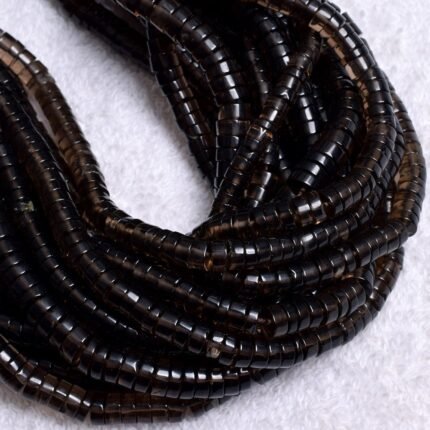 Natural Smoky Quartz Plain Heishi Tyre Gemstone