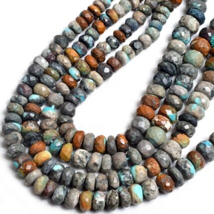Natural Turquoise 4mm-7.5mm Faceted Rondelle Beads