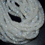 Natural White Rainbow Moonstone Faceted Tyre 4mm-7mm