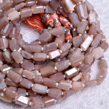 Peach Moonstone Faceted Nuggets Shape Beads