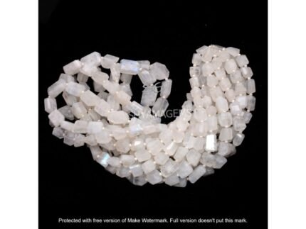 Natural White Rainbow Moonstone Faceted Tumble Nuggets