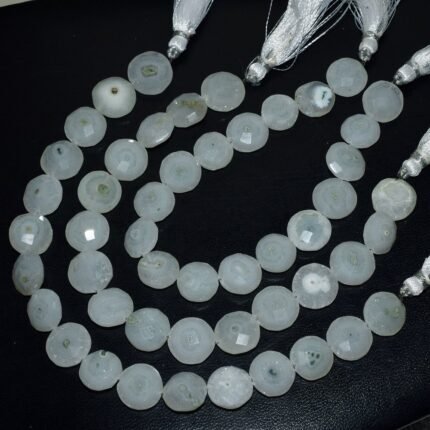 Solar Quartz Faceted Coin Round Beads