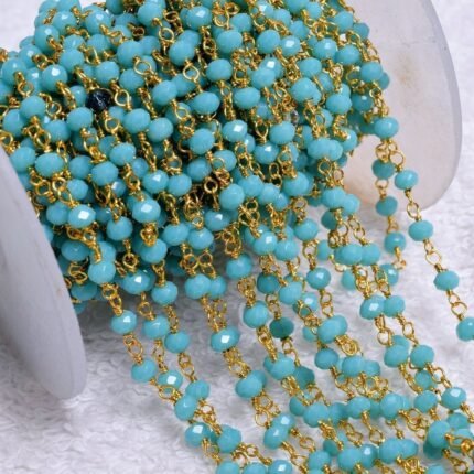 Turquoise Rosary Chain GOLD Plated