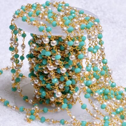 Turquoise with Pearl Rosary Chain