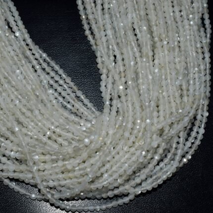 White Moonstone Faceted Beads
