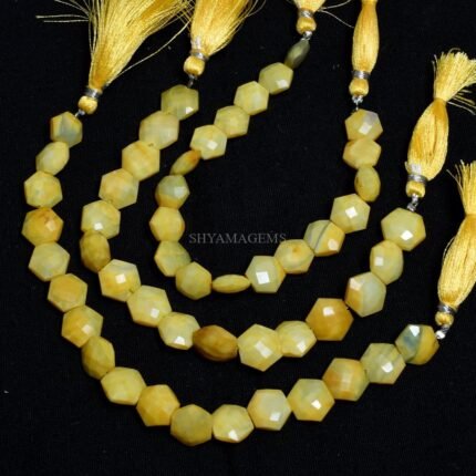 Yellow Boulder Opal Faceted Hexagon