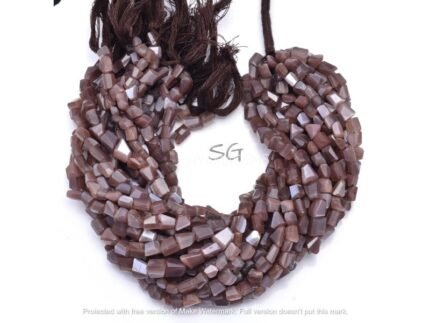Natural chocolate Moonstone Faceted Nuggets Shape