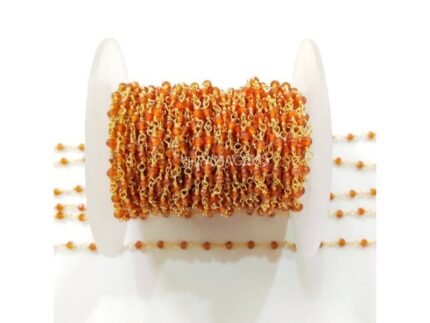 Hessonite Garnet Rosary Style Beaded 3mm Chain