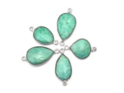 Amazonite Pear Shape Bezel Double Connector