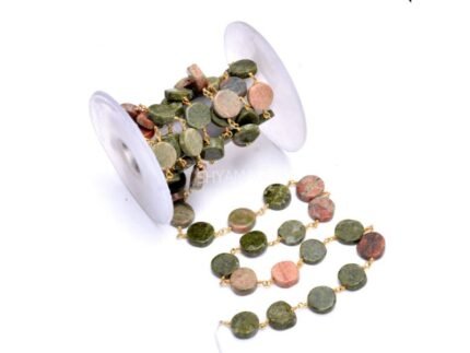 Natural Unakite Rosary Coin Chain