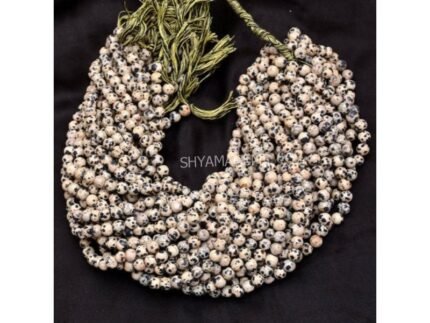 Natural Dalmatian Jasper Smooth Round Beads