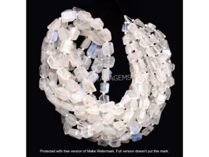 Natural White Rainbow Moonstone Faceted Nuggets