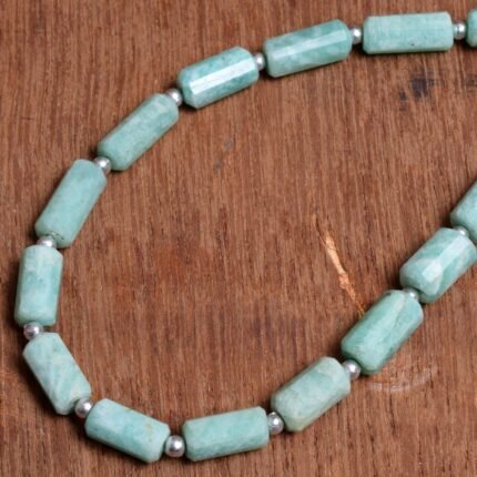 Amazonite Faceted Fancy Tube Shape Beads