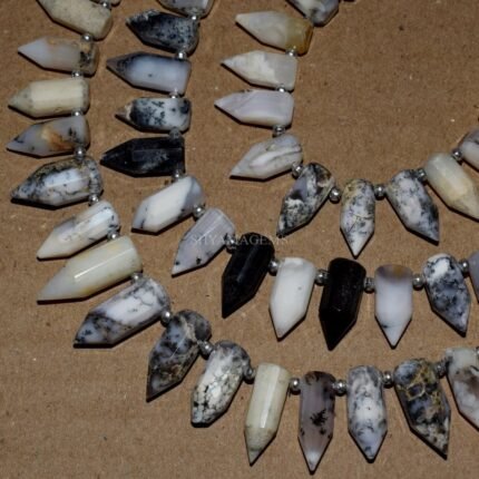 Dendrite Opal Faceted Fancy Pencil Shape Beads