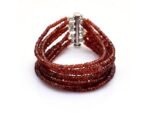 925 Silver Garnet Beaded Bracelet