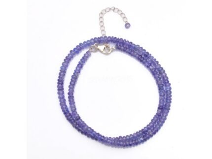 925 Silver Tanzanite Smooth Rondelle Necklace